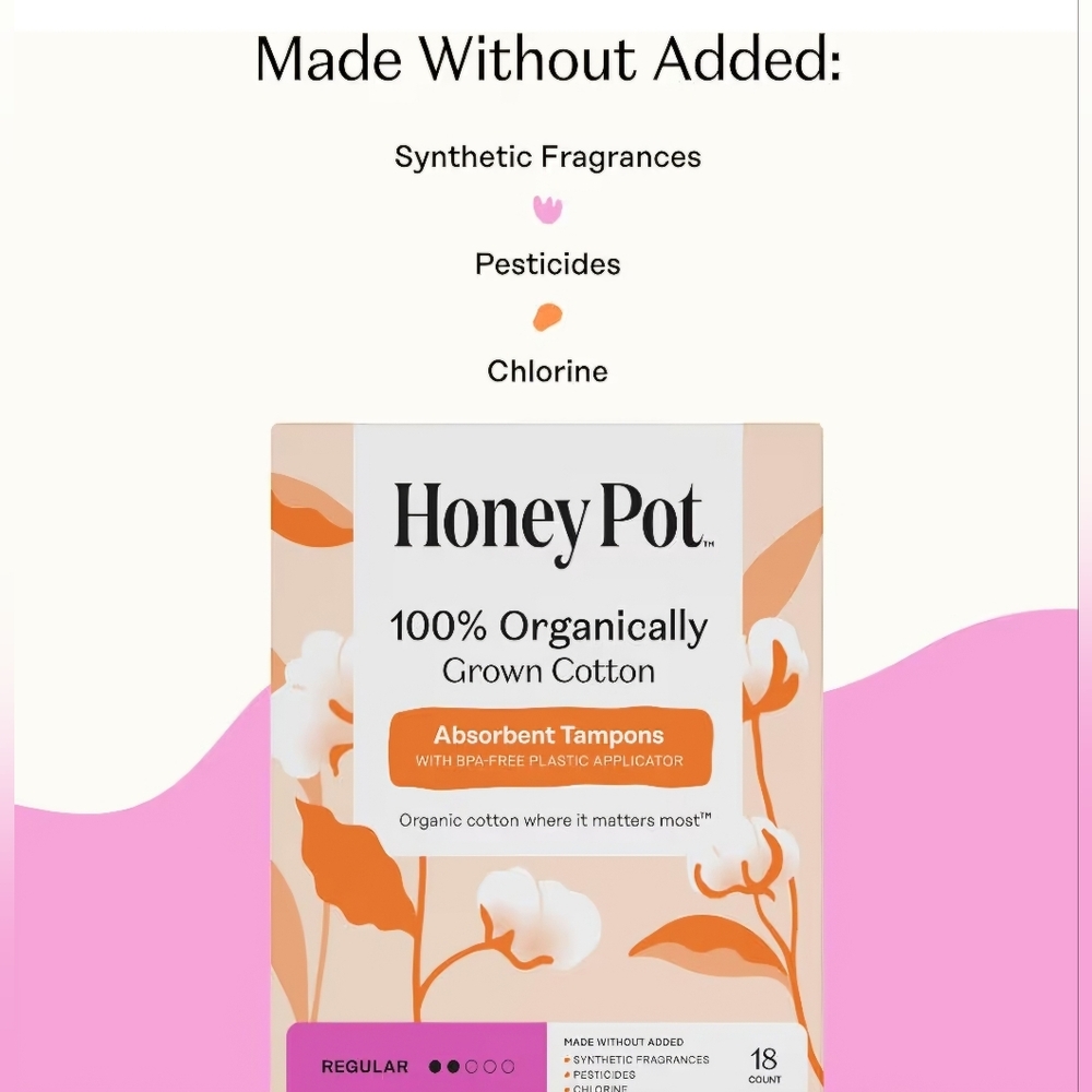 Honey Pot Regular Organic Cotton Tampons- 54 Count - Picture 3 of 7